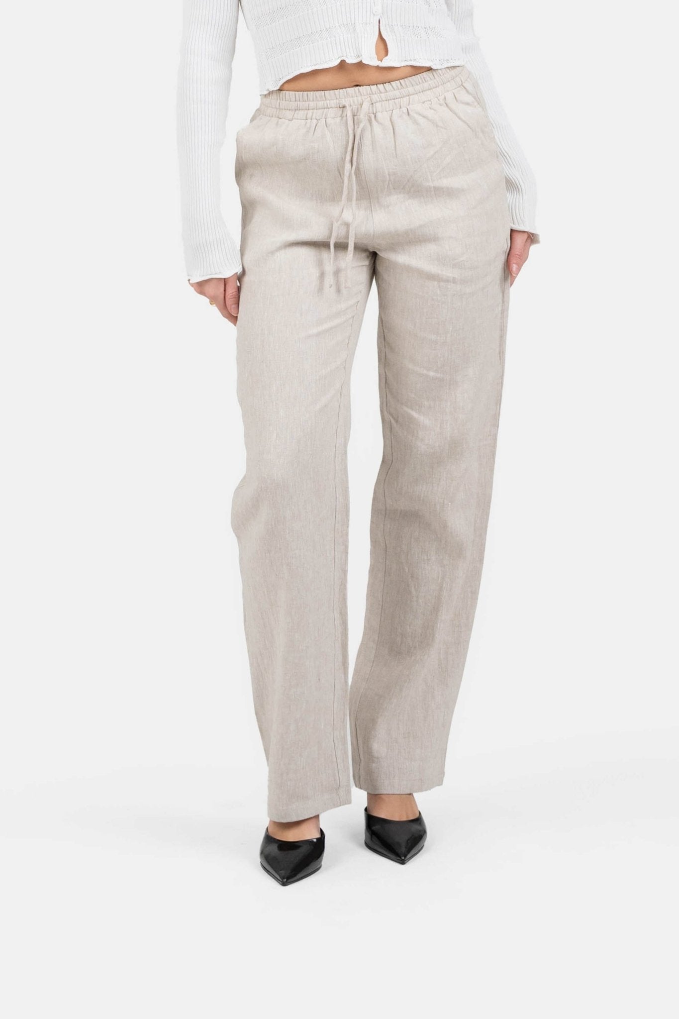 Hørbukser Højtaljede Beige | Skagen-clothing.dk